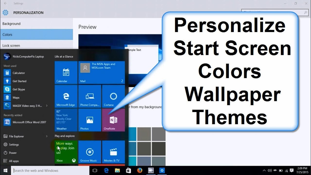 How To Change Windows Start Screen Colors Background
