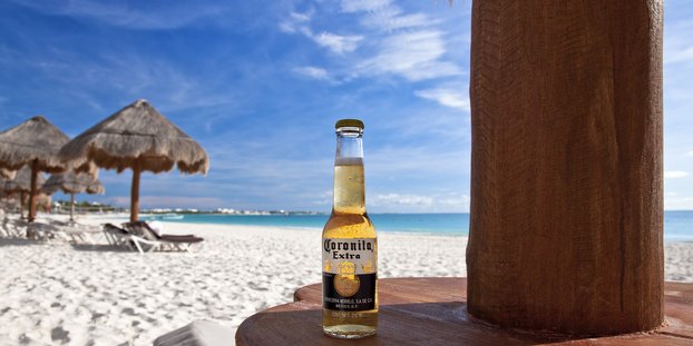 Corona Beach Beer Bottle On A