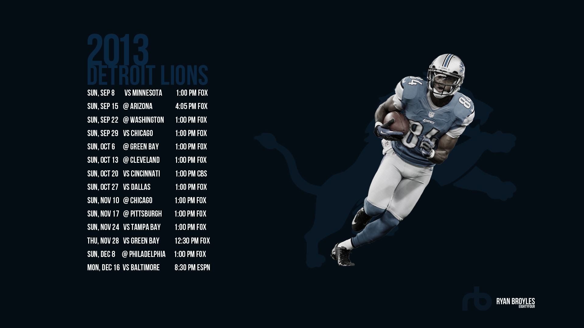 Detroit Lions Schedule Desktop Wallpaper