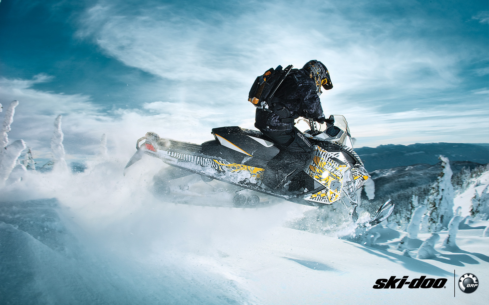  snowmobile brp snow sports jump wallpapers photos pictures