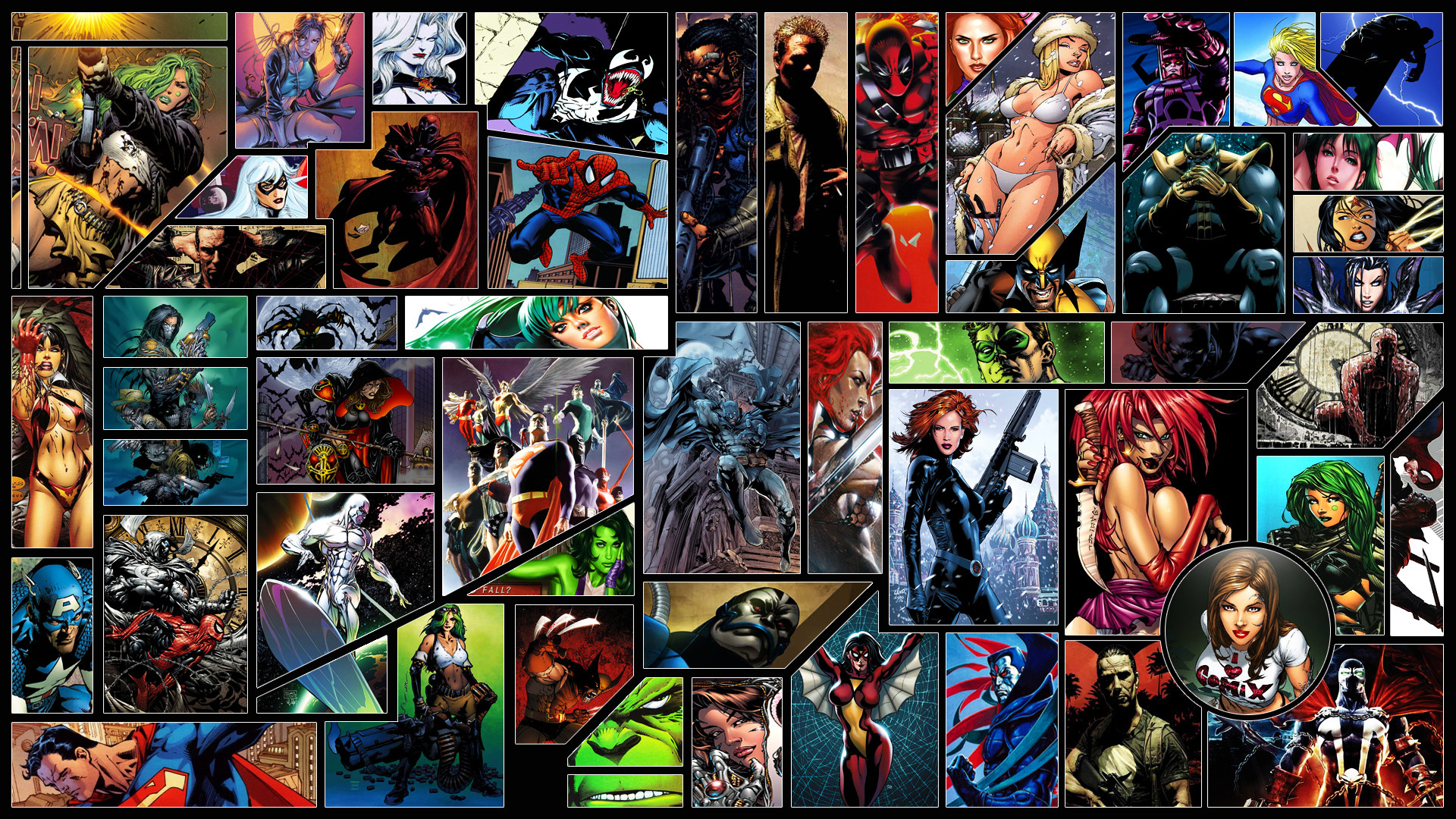 Collage of Marvel Comic Book Characters Wallpaper