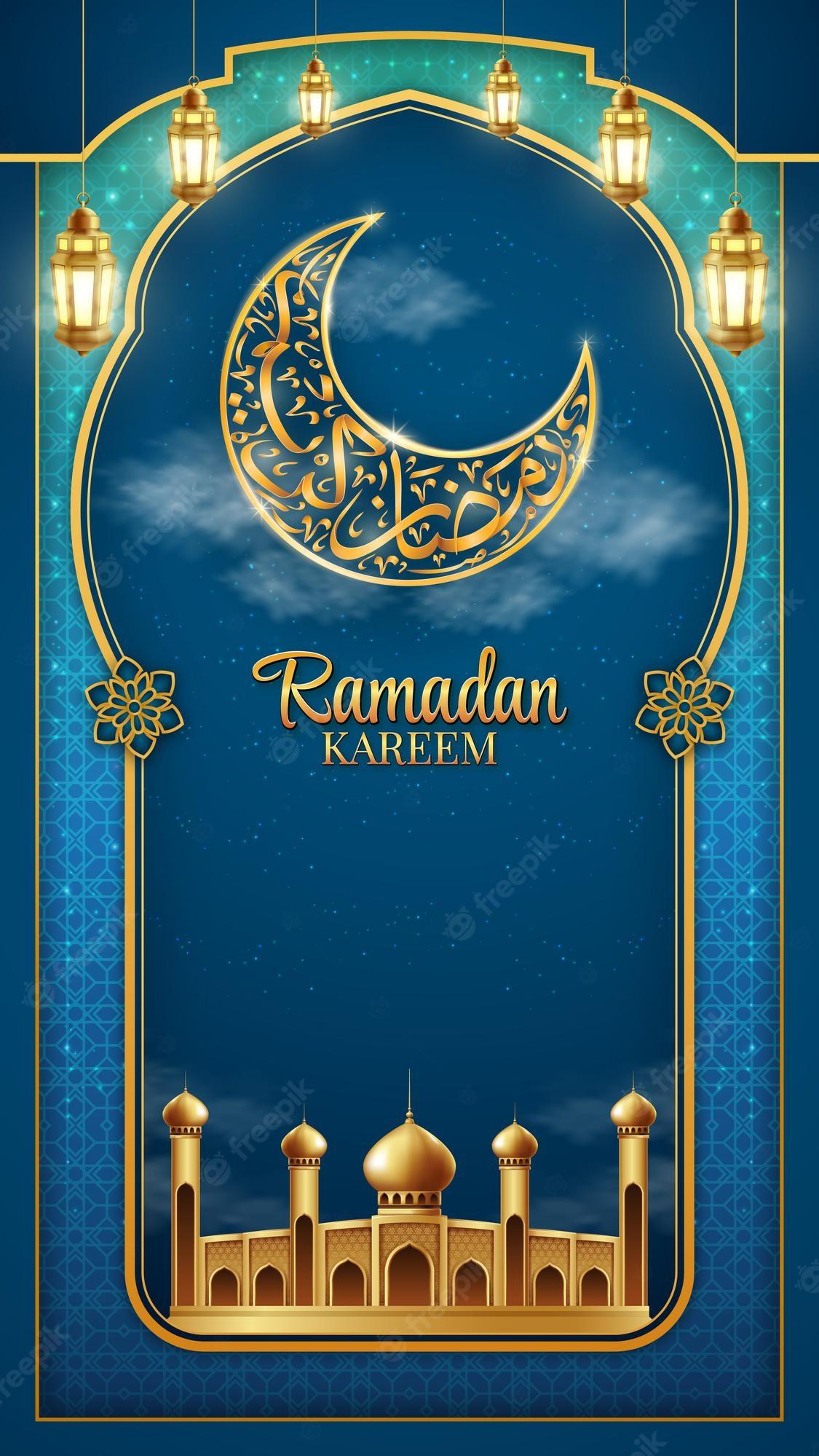Premium Vector Ramadan kareem with calligraphy wallpaper