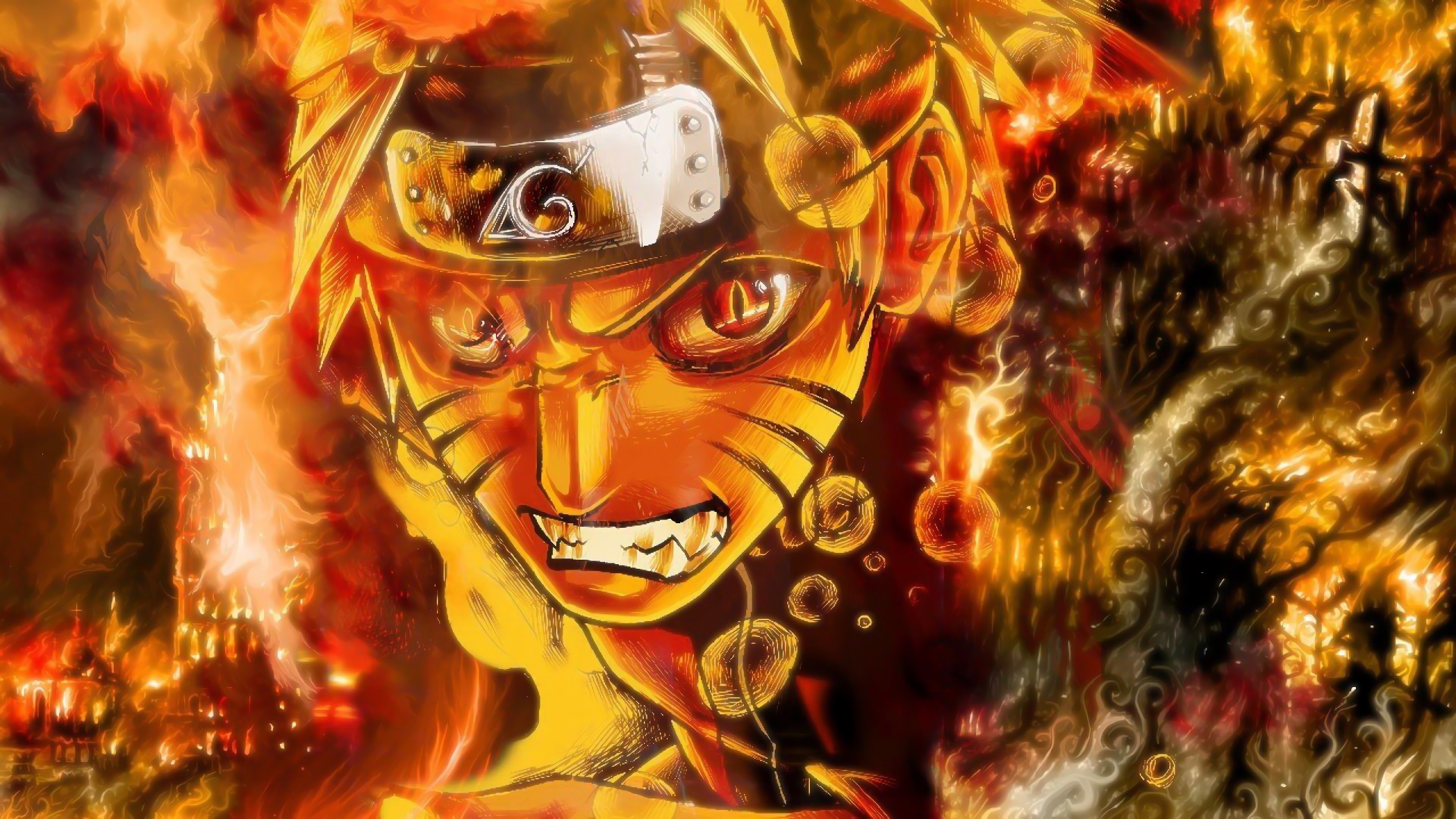 Naruto Uzumaki in Nine-Tailed Fox Mode 4k Wallpaper
