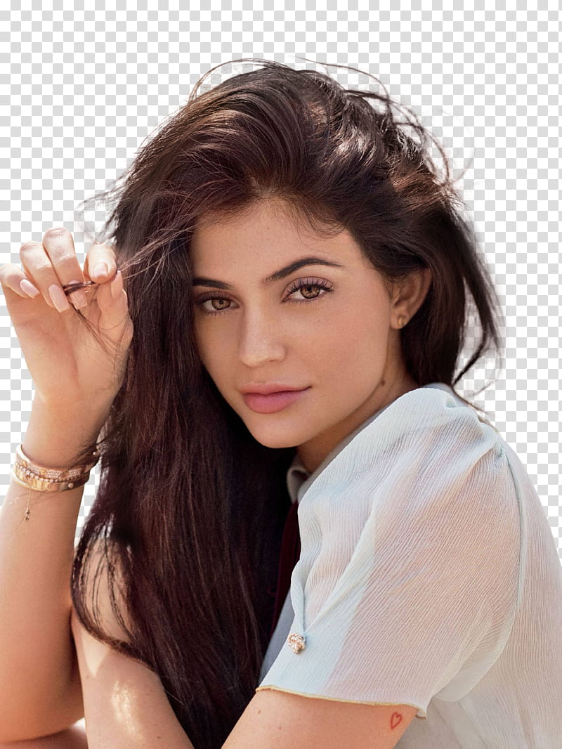 Kylie Jenner Woman In White Shirt Transparent Background Png