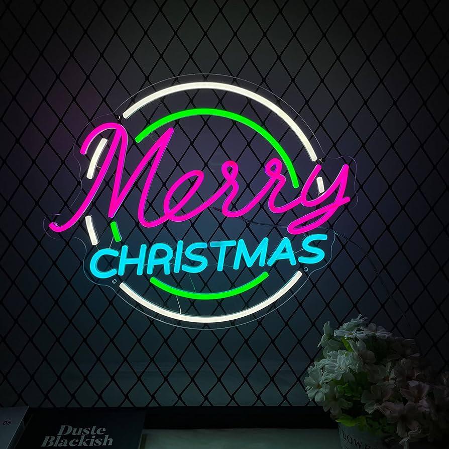 Amazoncom Doymeille Merry Christmas Logo Neon Signs Merry