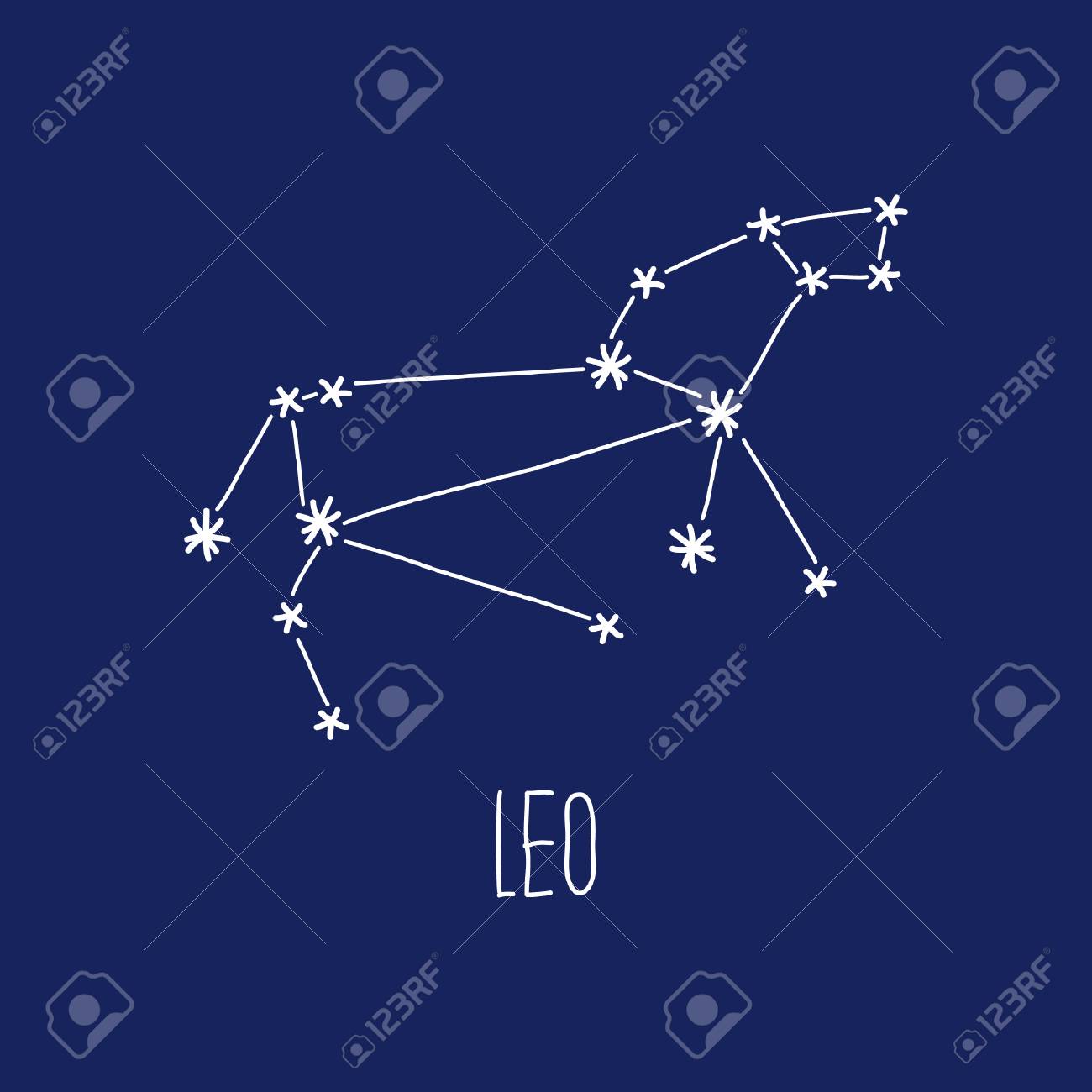 Cute Background With Schematic Hand Drawn Zodiac Constellation