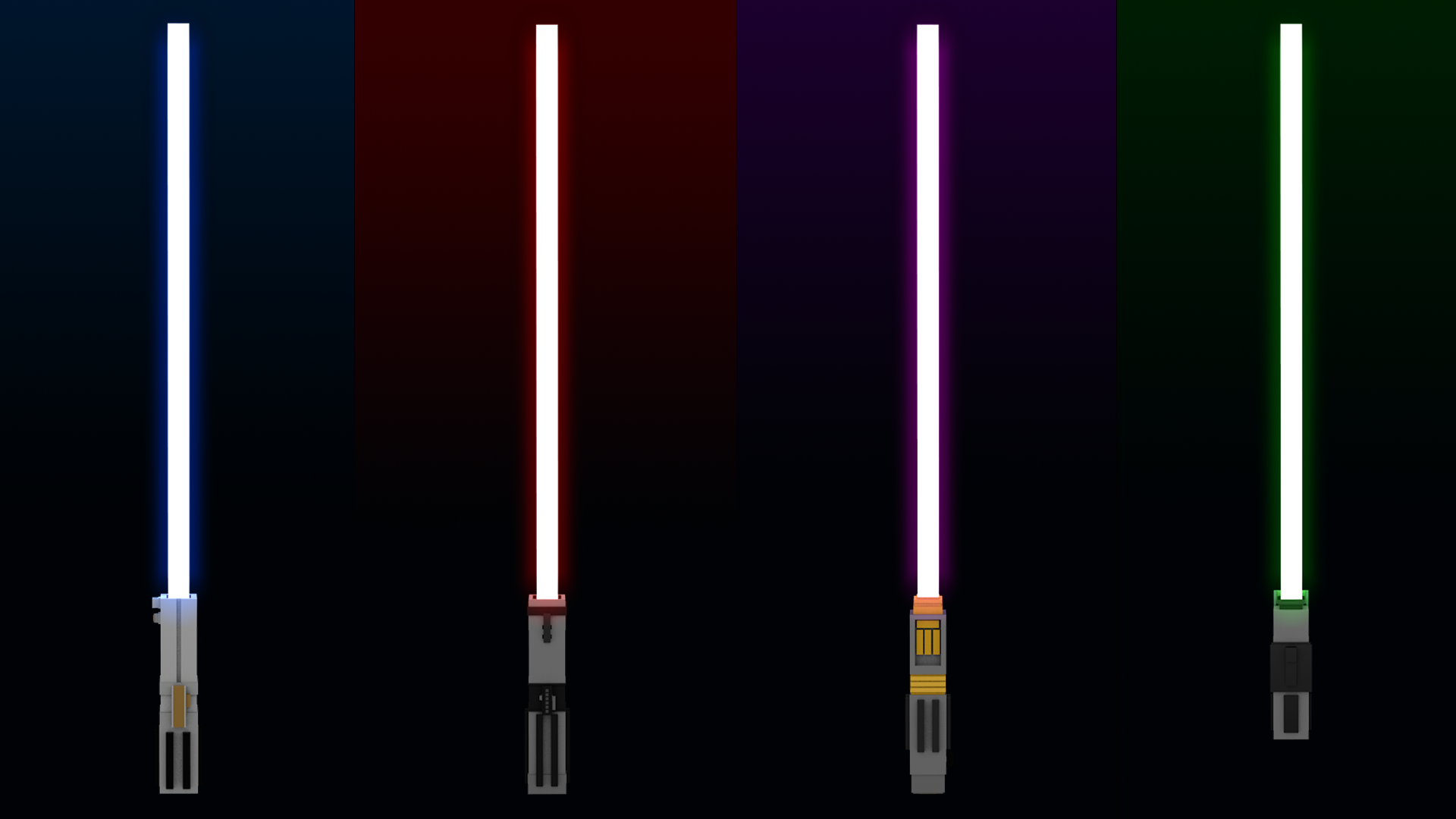 Blue Red Purple And Green Minecraft Lightsabers By Nicknufayl On