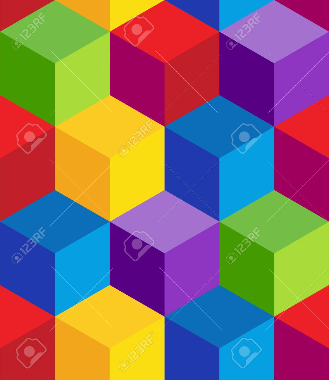 An Image Of A Seamless Repeating Rainbow 3d Cube Wallpaper Pattern
