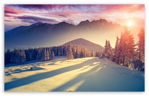 Sunset Winter Shadows HD Desktop Wallpaper High Definition