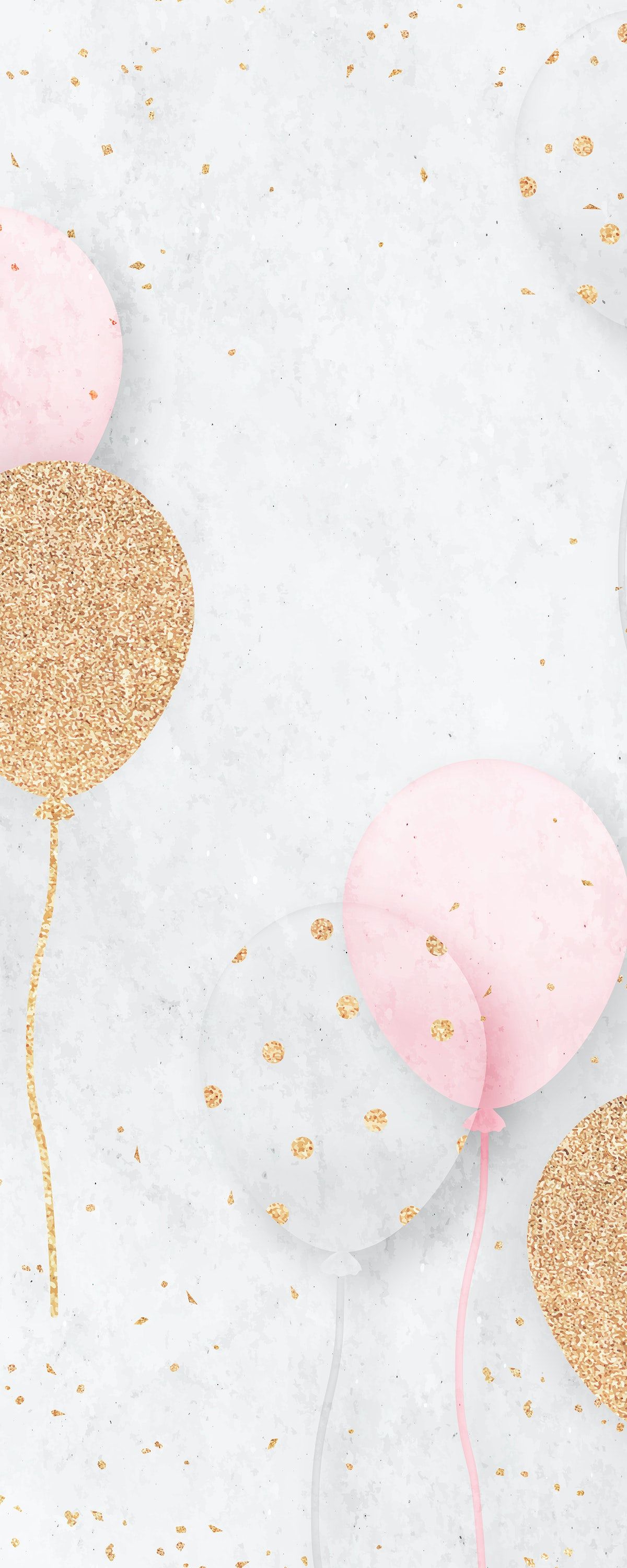Pink And Gold Glittery Balloons Background Vector Premium Image