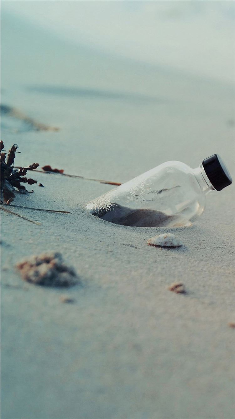 Pure Simple Beach Wish Bottle Landscape iPhone Wallpaper