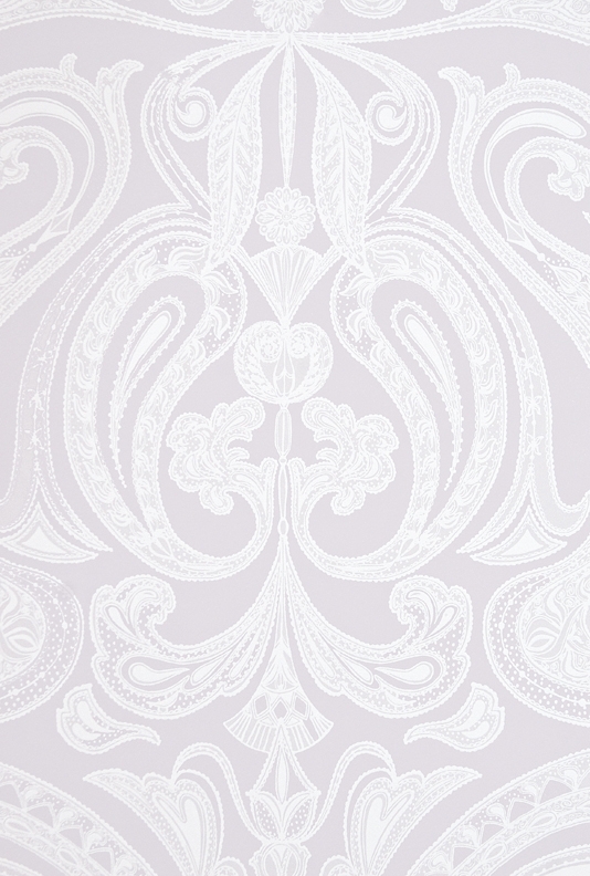 Malabar Wallpaper Light Lilac Grey With Large White Paisley