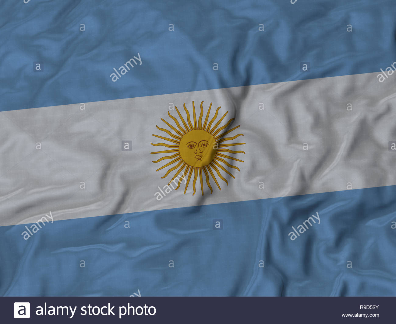 Closeup Of Ruffled Argentina Flag Fabric Background