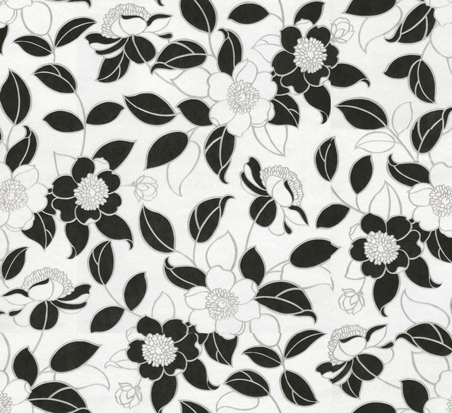 White Floral Prints Black And Wallpaper