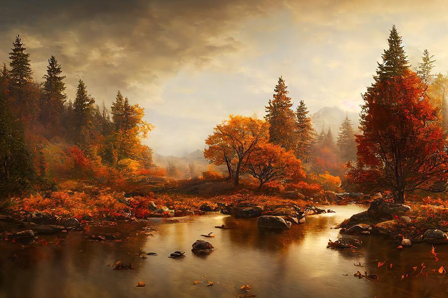 Beautiful Autumn Landscape Digital Art By Ales Divis Fine