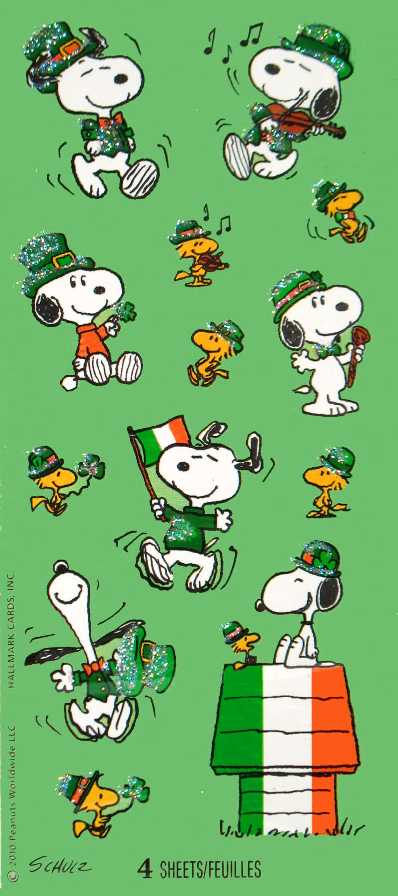 Snoopy St Patrick S Day Glitter Stickers