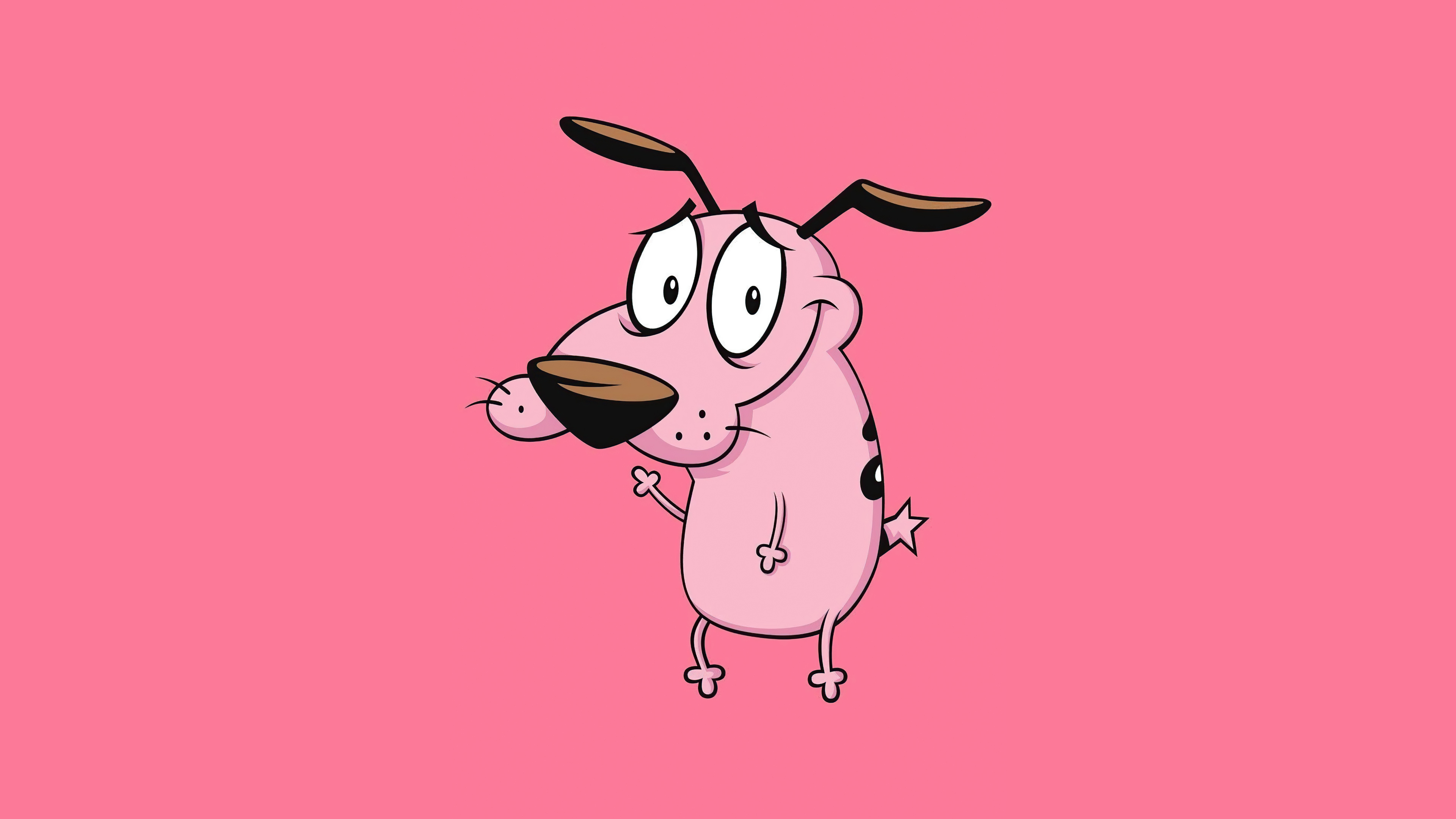 Courage the Cowardly Dog on a pink background
