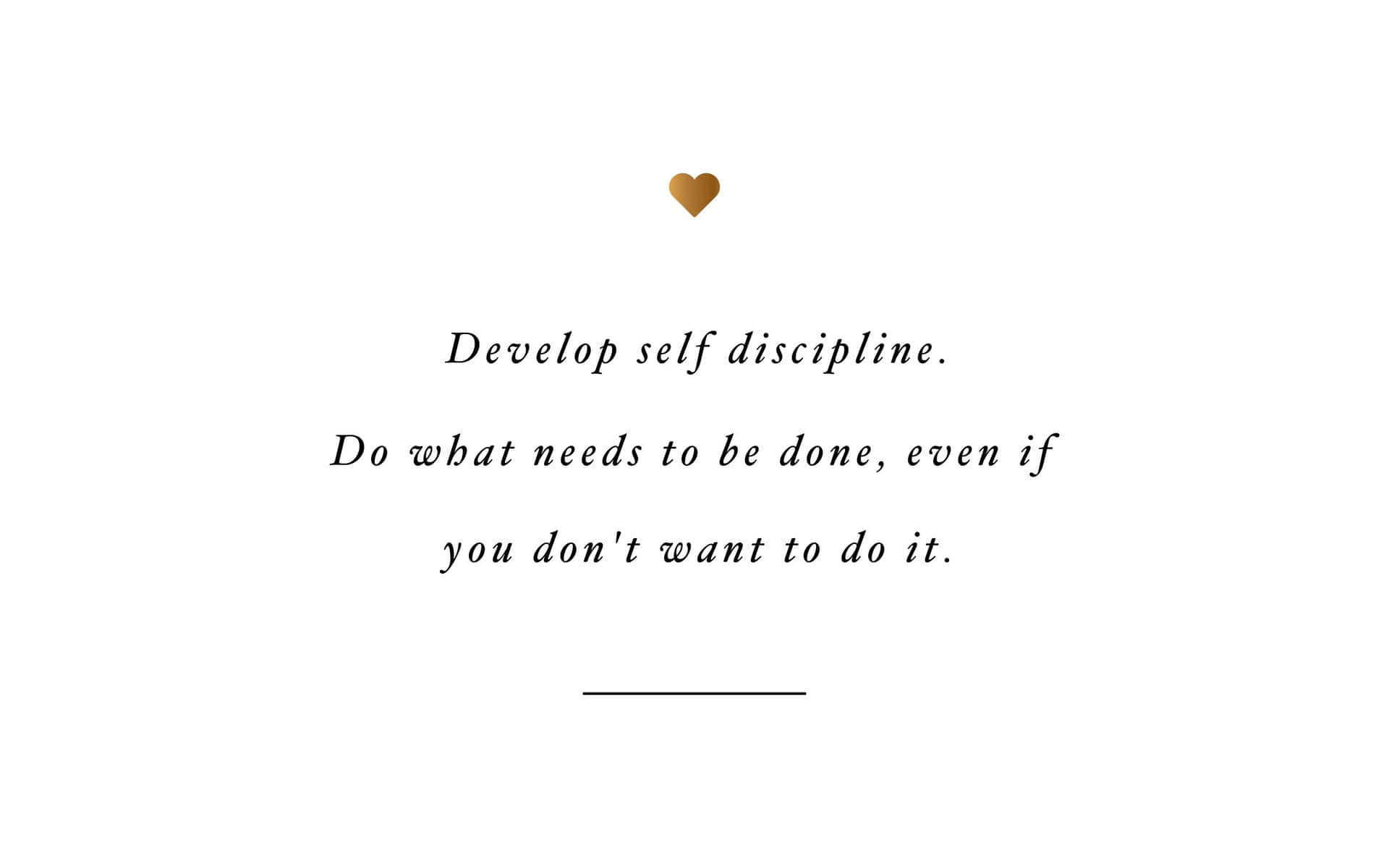 Motivational quote about self-discipline on a minimalist background