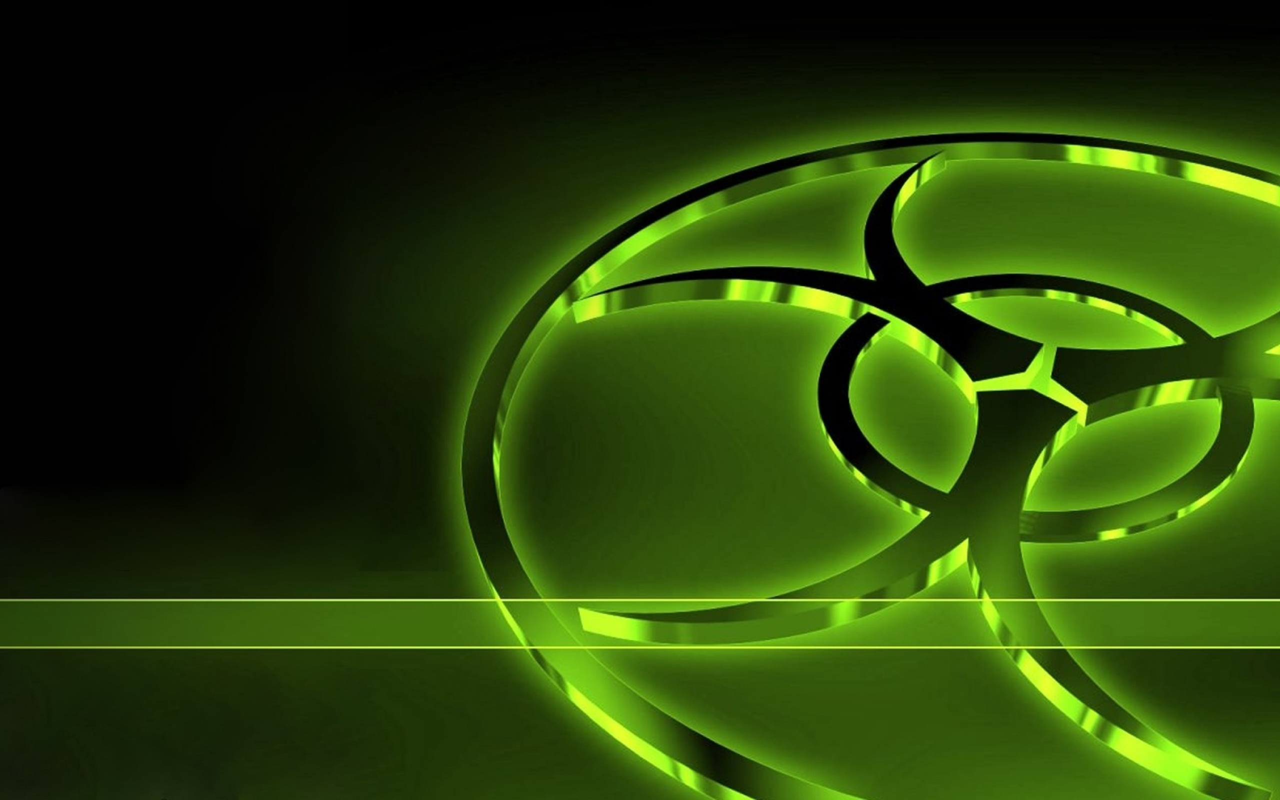 Green Biohazard Black Background Neon 3d Graphics Wallpaper