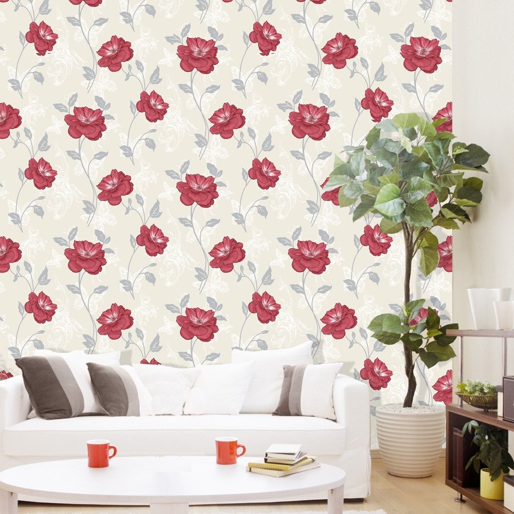 Home Wallpaper Crown Millie Floral Red