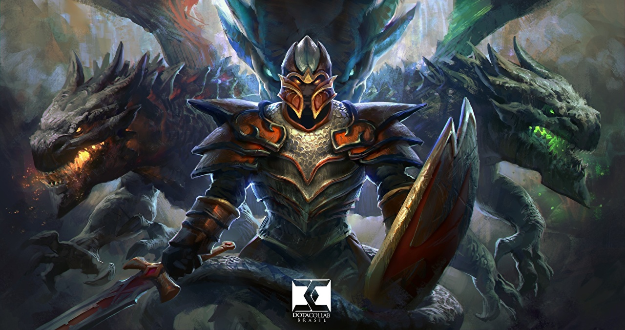 Desktop Wallpaper Dota Dragon Knight Armour Swords Shield