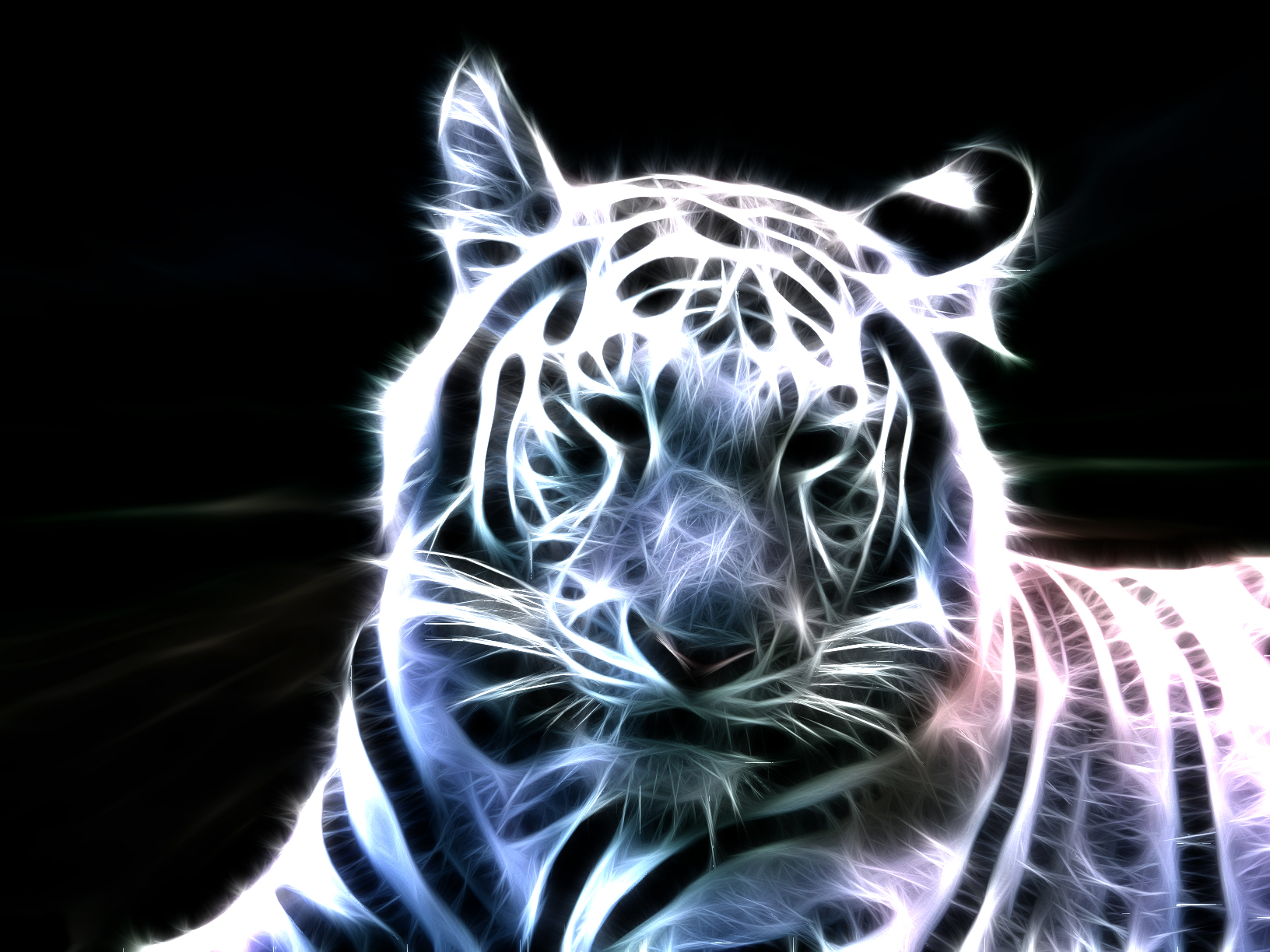 Animals Tigers Fractalius Light Painting Wallpaper