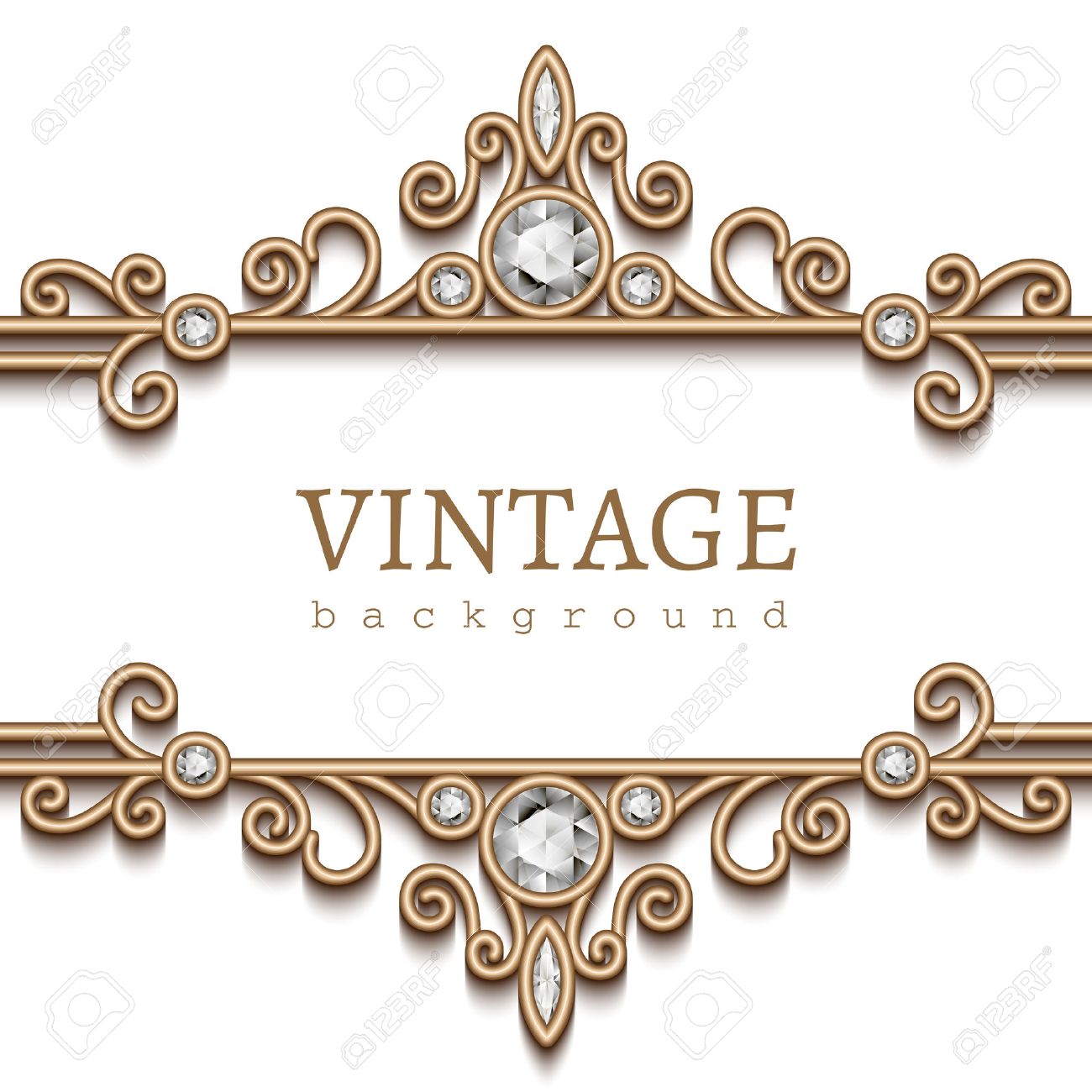 Vintage Gold Frame On White Divider Header Decorative Jewelry