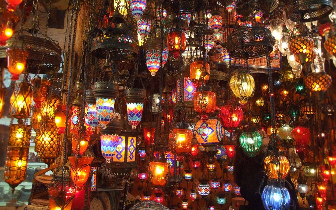 Turkey Iatanbul Lamp Shop Bazaar Wallpaper