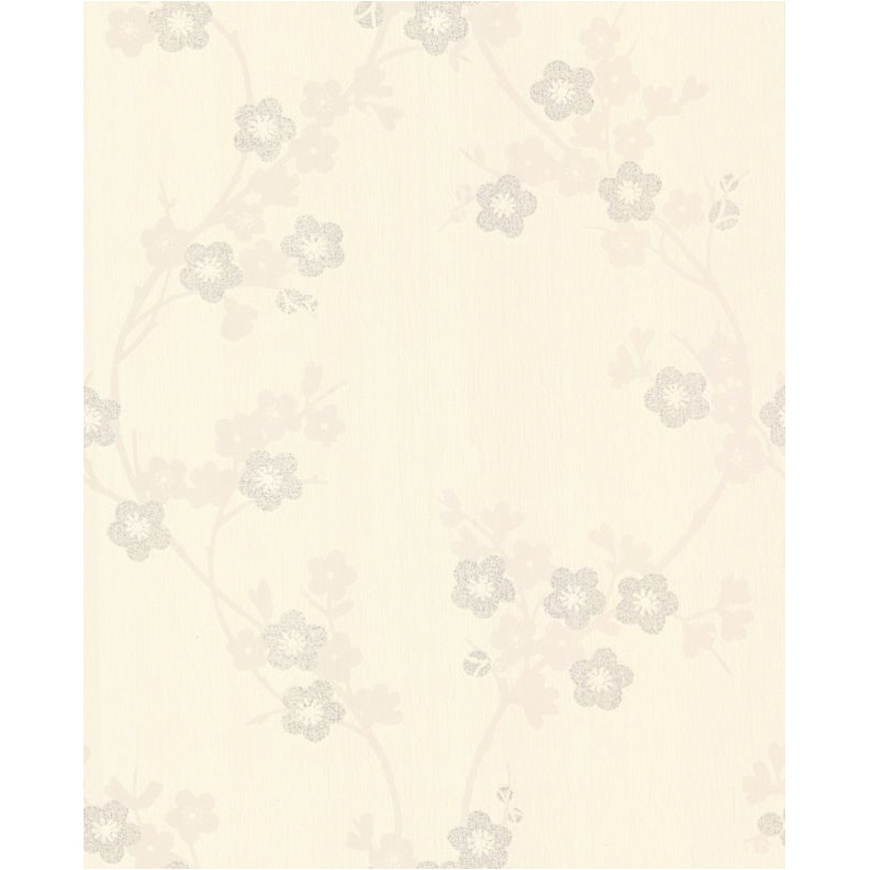 Superfresco Sft Cherry Blossom Mica White Floral Wallpaper