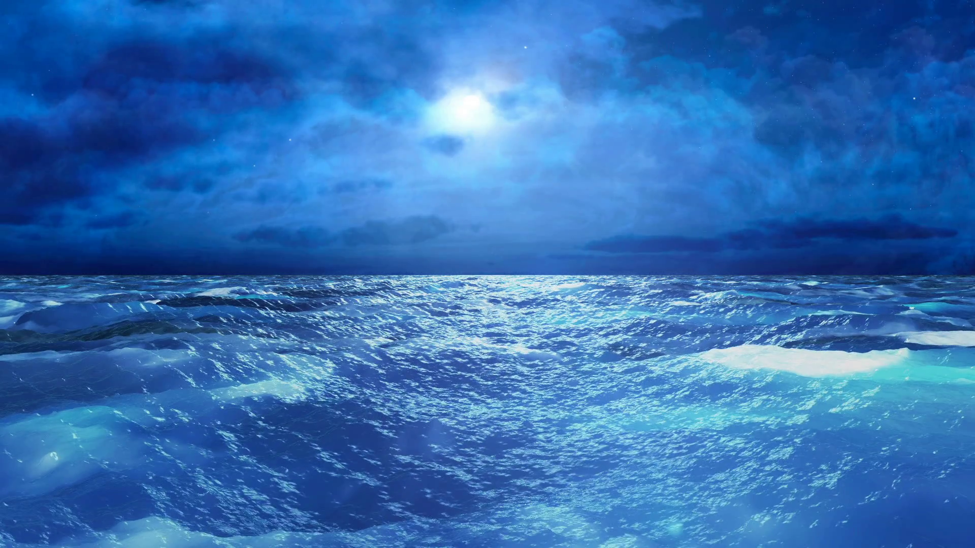 Realistic Stormy Sea At Night Abstract Loopable Background Stock