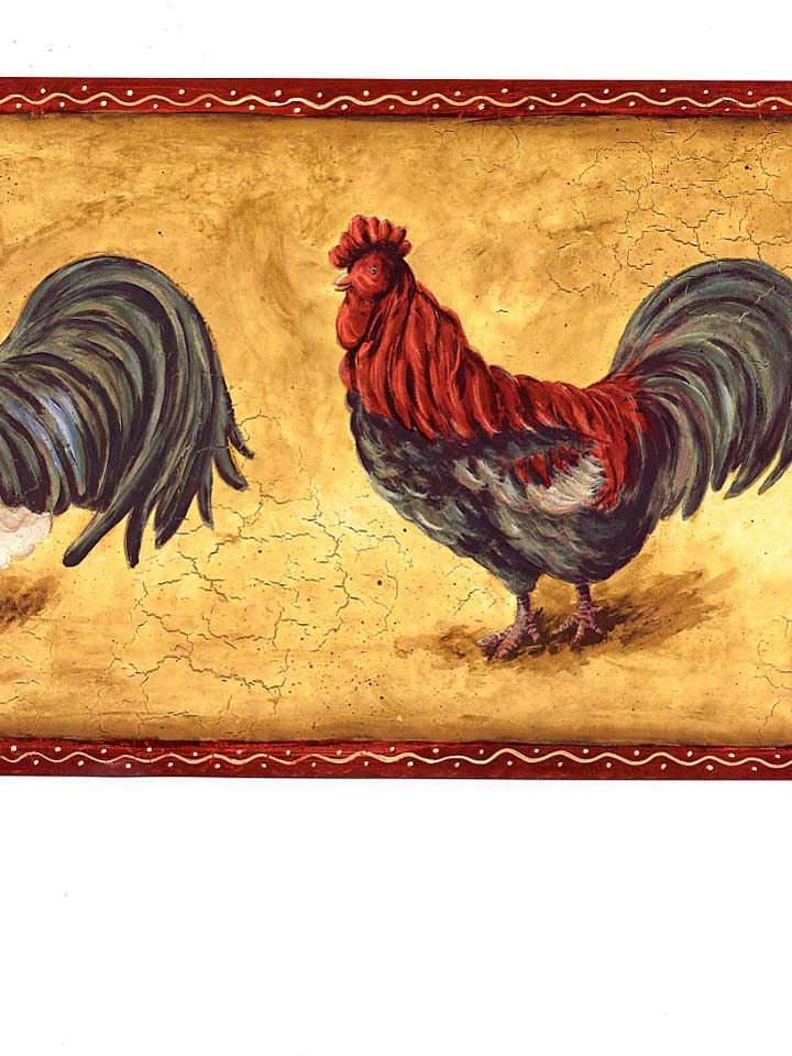 Rooster Wallpaper Border Grasscloth