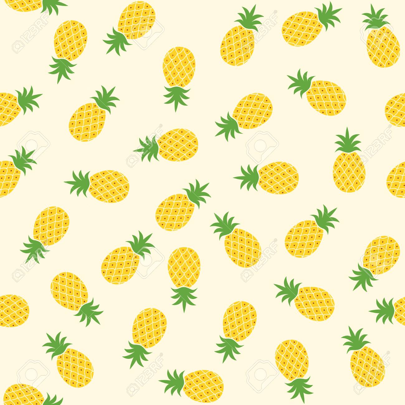 Seamless Pineapple Pattern Cute Pineapple Doodle Pattern For
