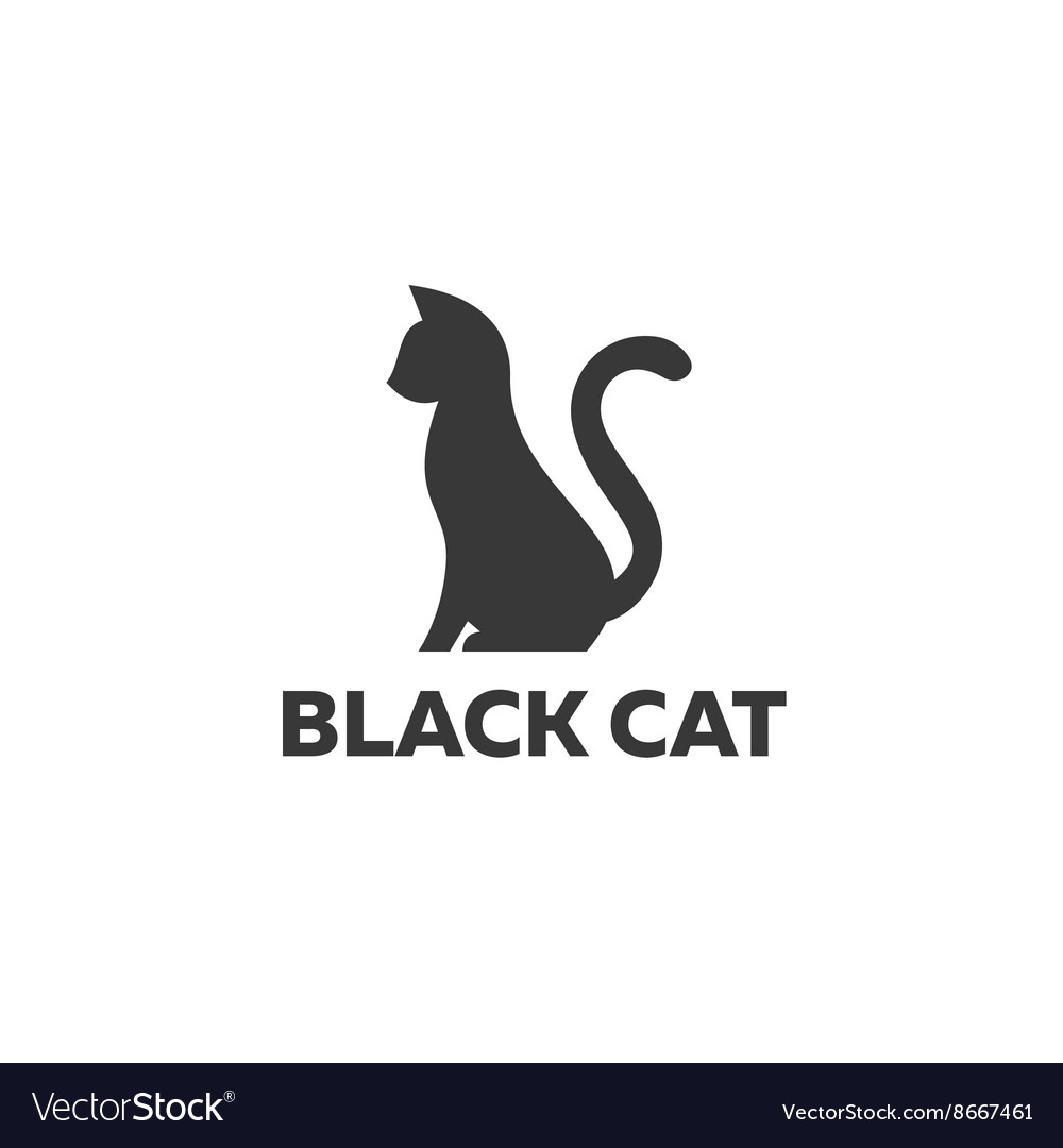 Black Cat Sitting On A White Background Logo Vector Image