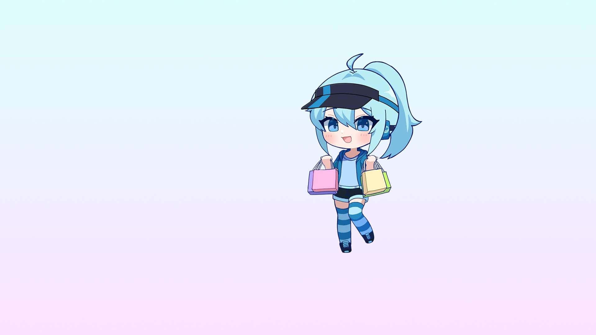 Gacha Life Characterwith Shopping Bags Wallpaper