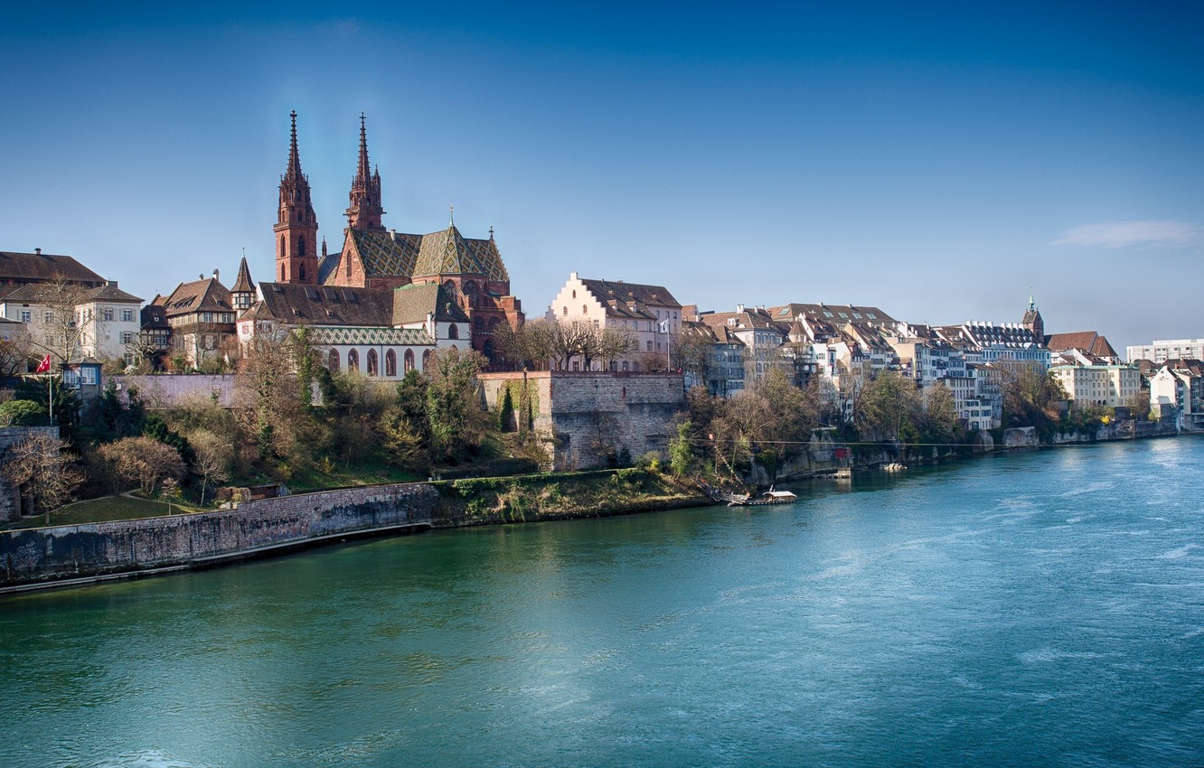 Wallpaper River Home Switzerland Rhine Basel Image For