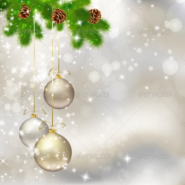 Christmas Balls On Abstract Light Grey Background Seasons