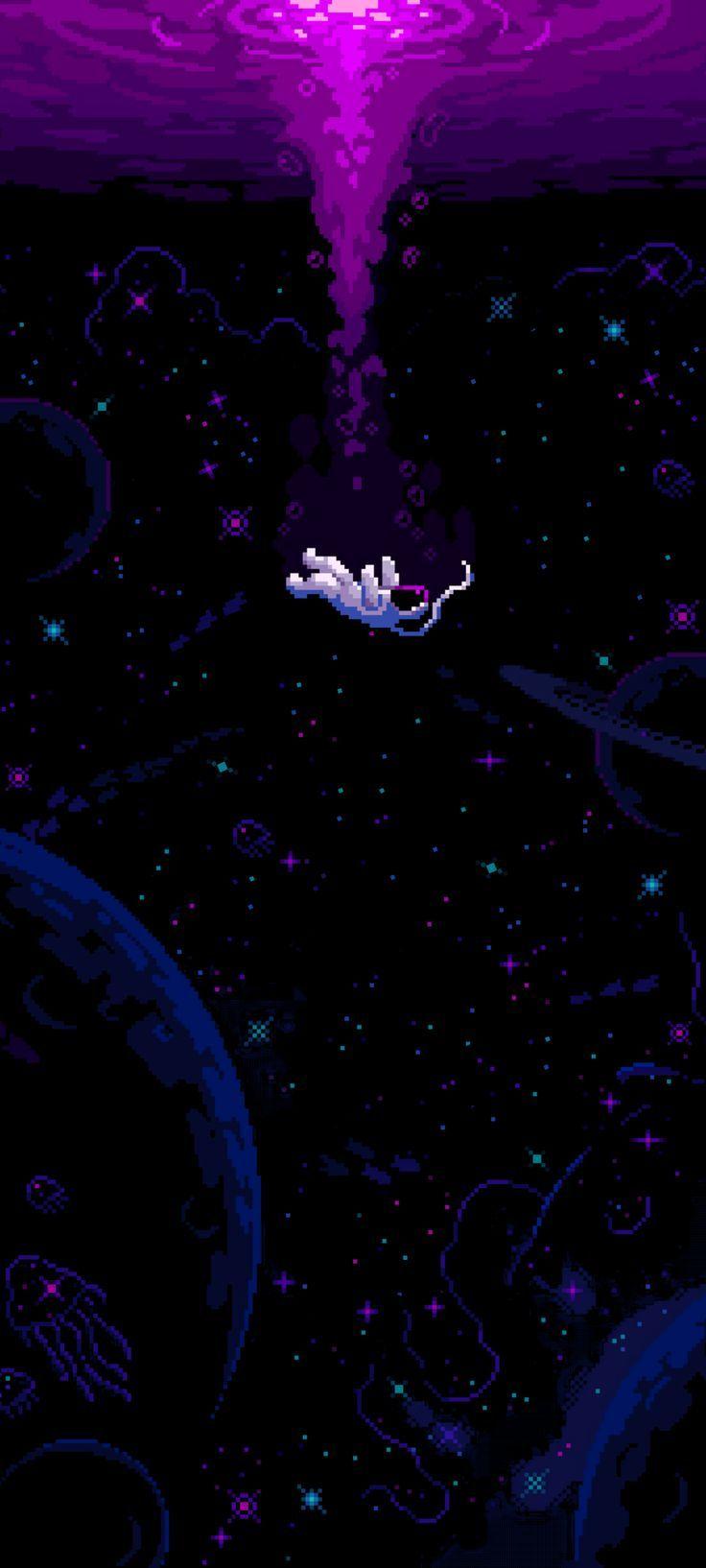 Space Sea AmoledBackground Pixel Art Background
