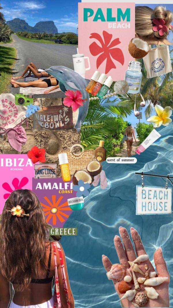 Summer Collage Mood Board Amalfi Palm Beach Idea Wallpaper
