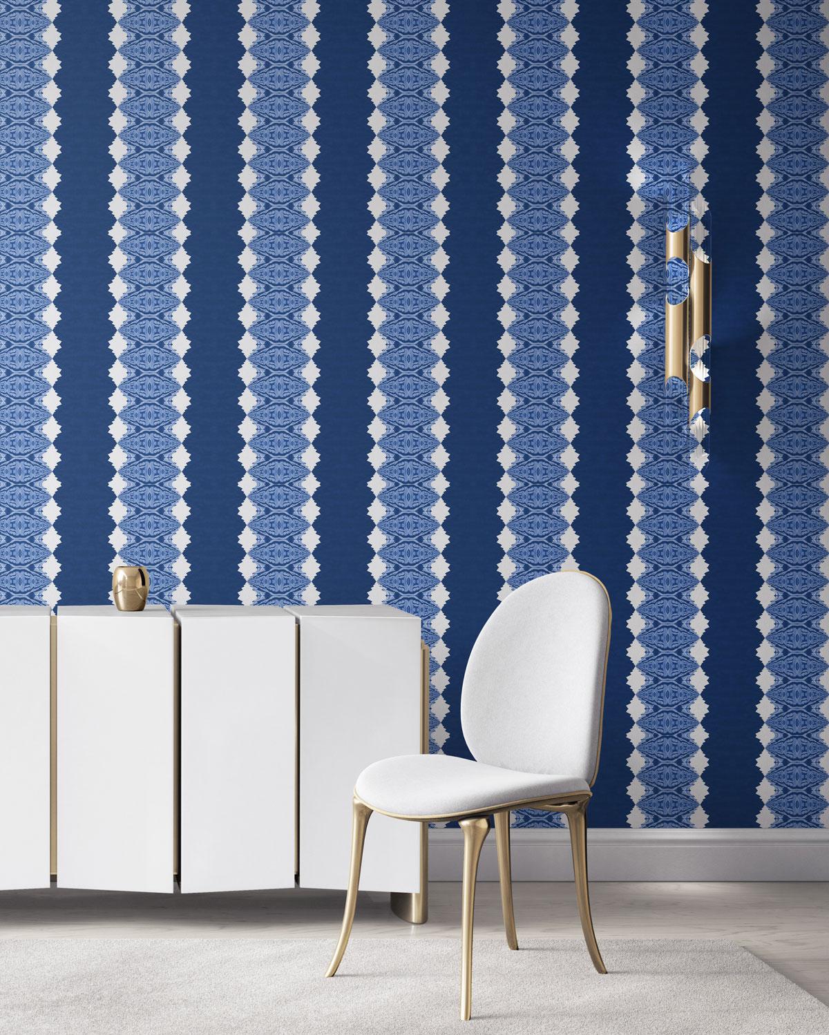 Lou Navy Blue Striped Wallpaper Pearl Maude Home