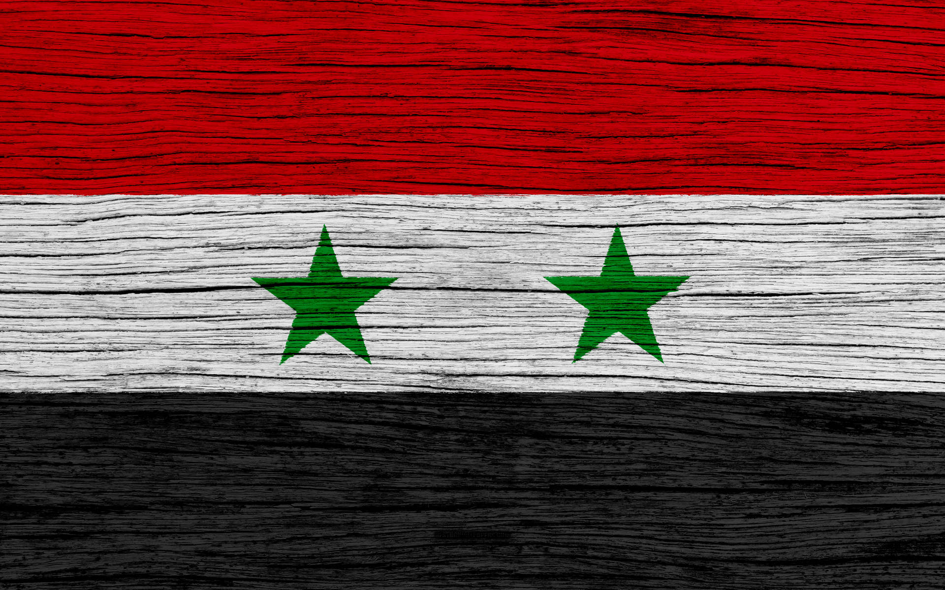 Syrian Flag with Wood Grain Texture