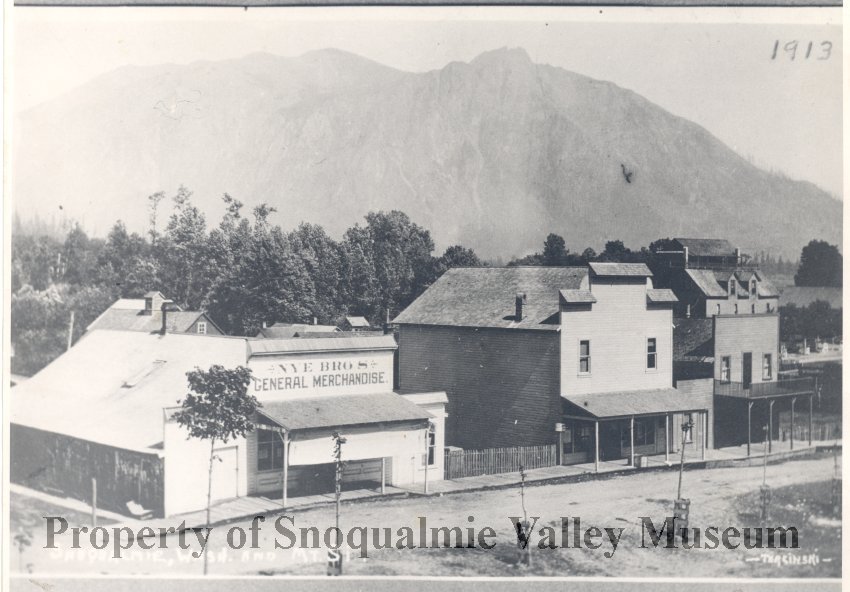 Po Snoqualmie With Mount Si In Background Stores On