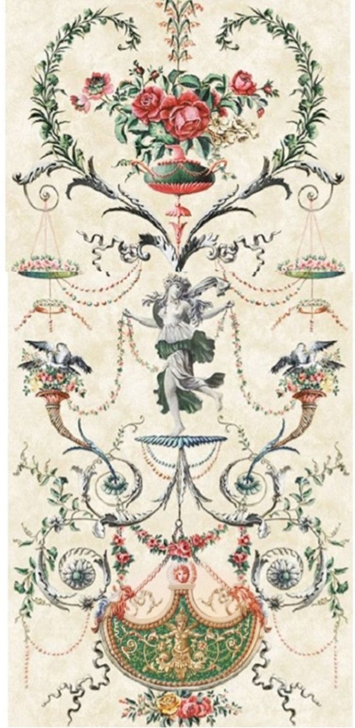 French Arabesque Panels Chinoiserie Wallpaper For Framing