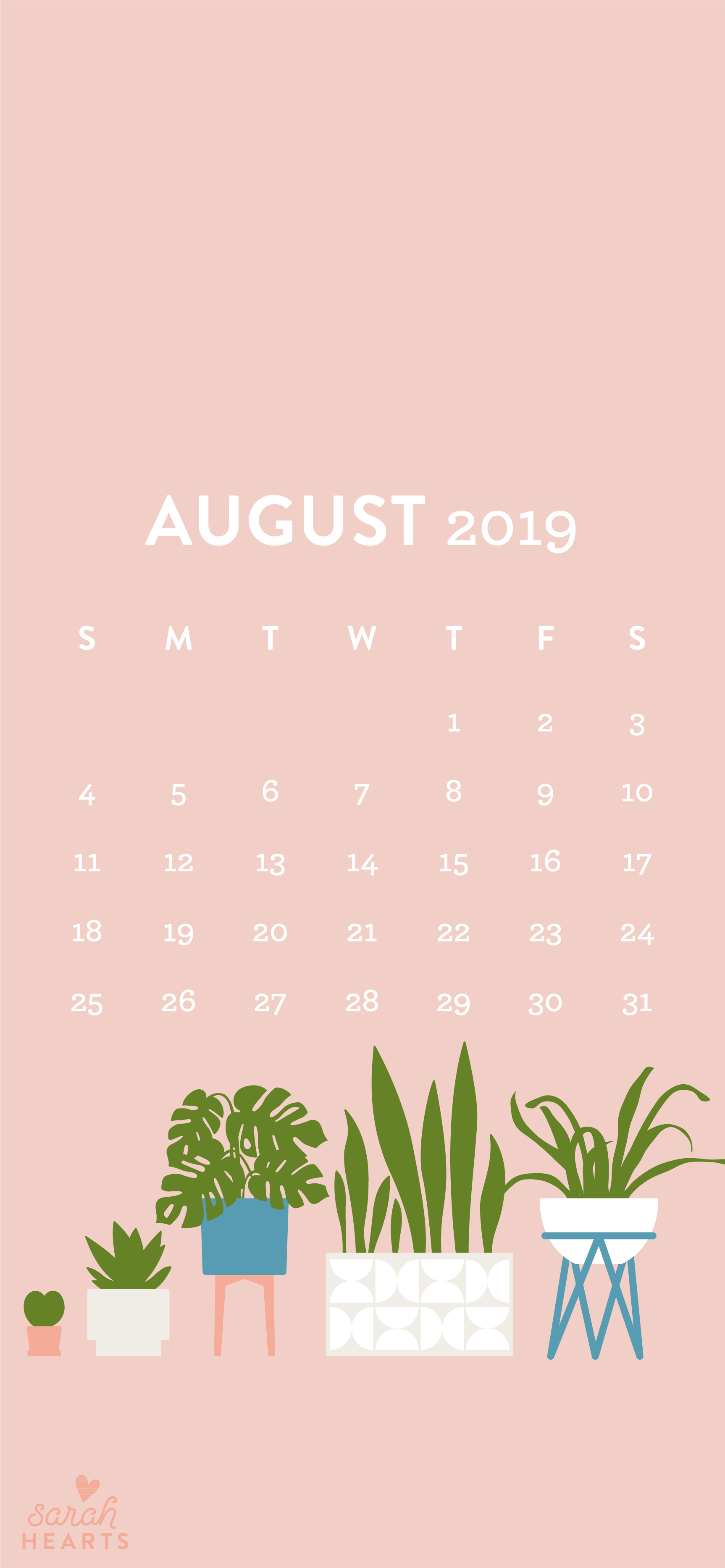 House Plant August Calendar Wallpaper Sarah Hearts