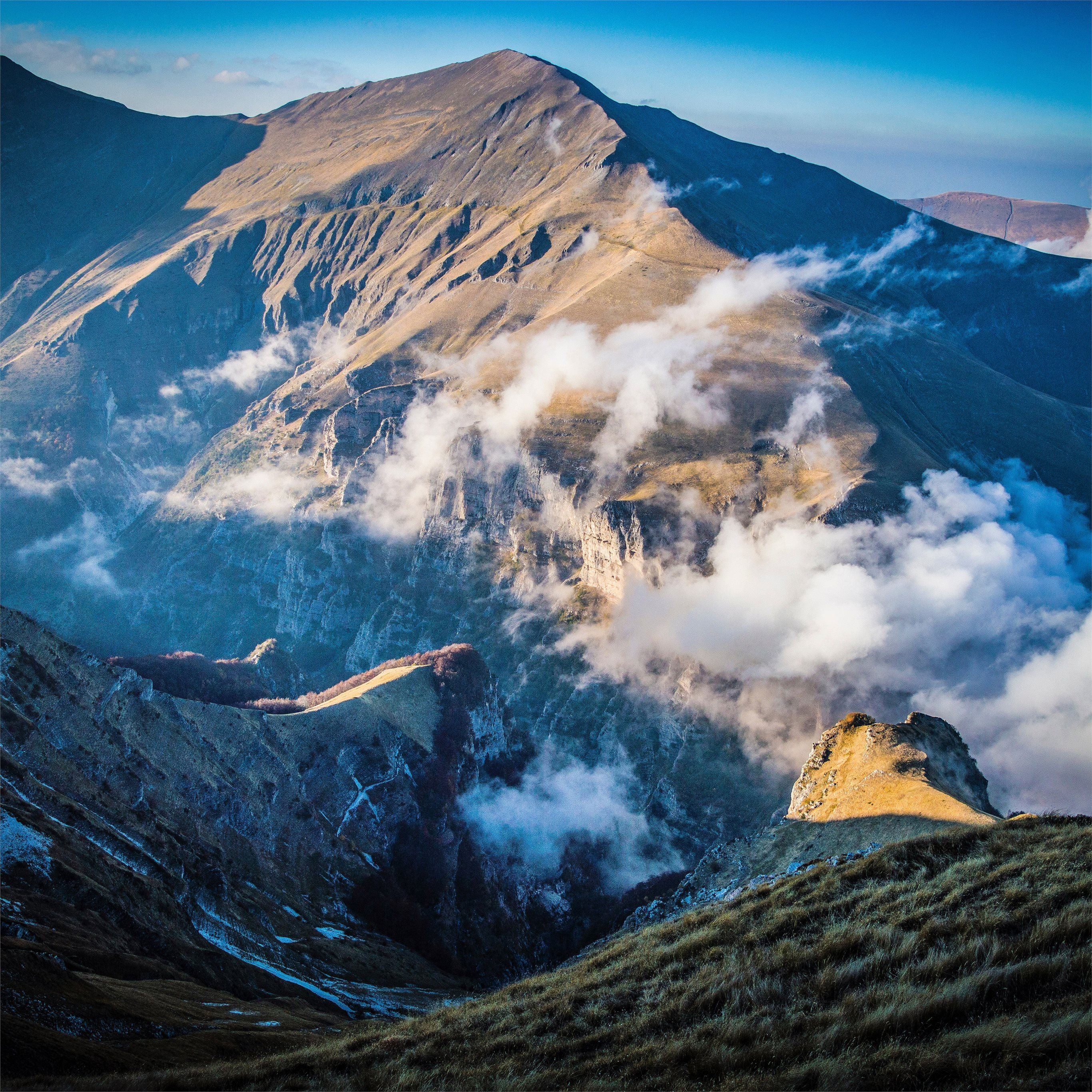 Clouds Mountains Aerial Nature Scenery iPad Pro Wallpaper