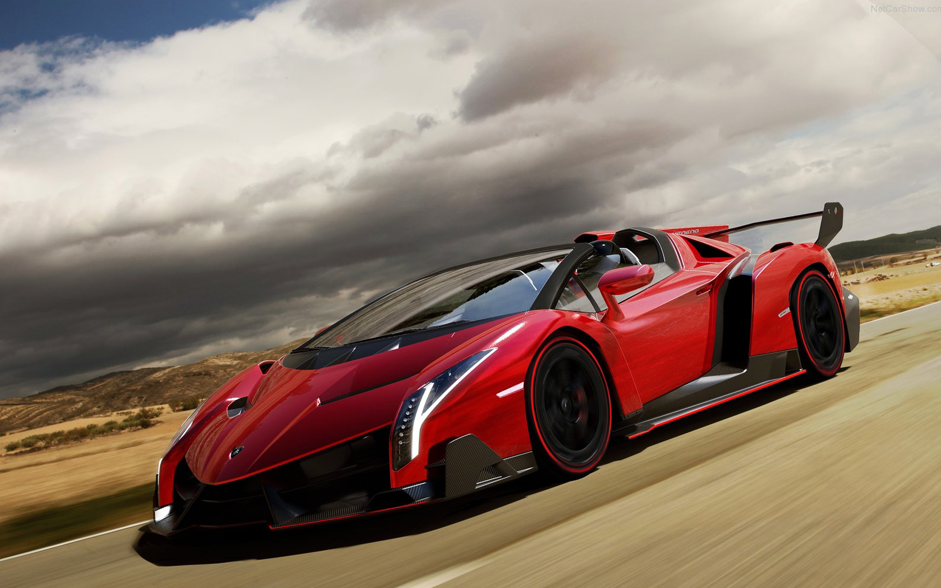 Lamborghini Veneno Red And Black HD Wallpaper Background Image