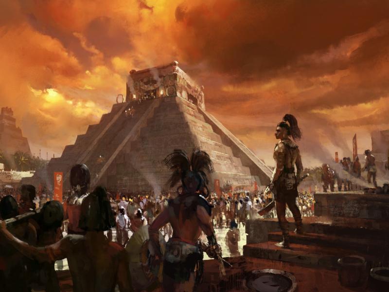 Maya Artwork Aztec Pyramids Sacrifice Wallpaper