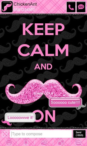 Bigger Pink Mustache Theme Go Sms For Android Screenshot