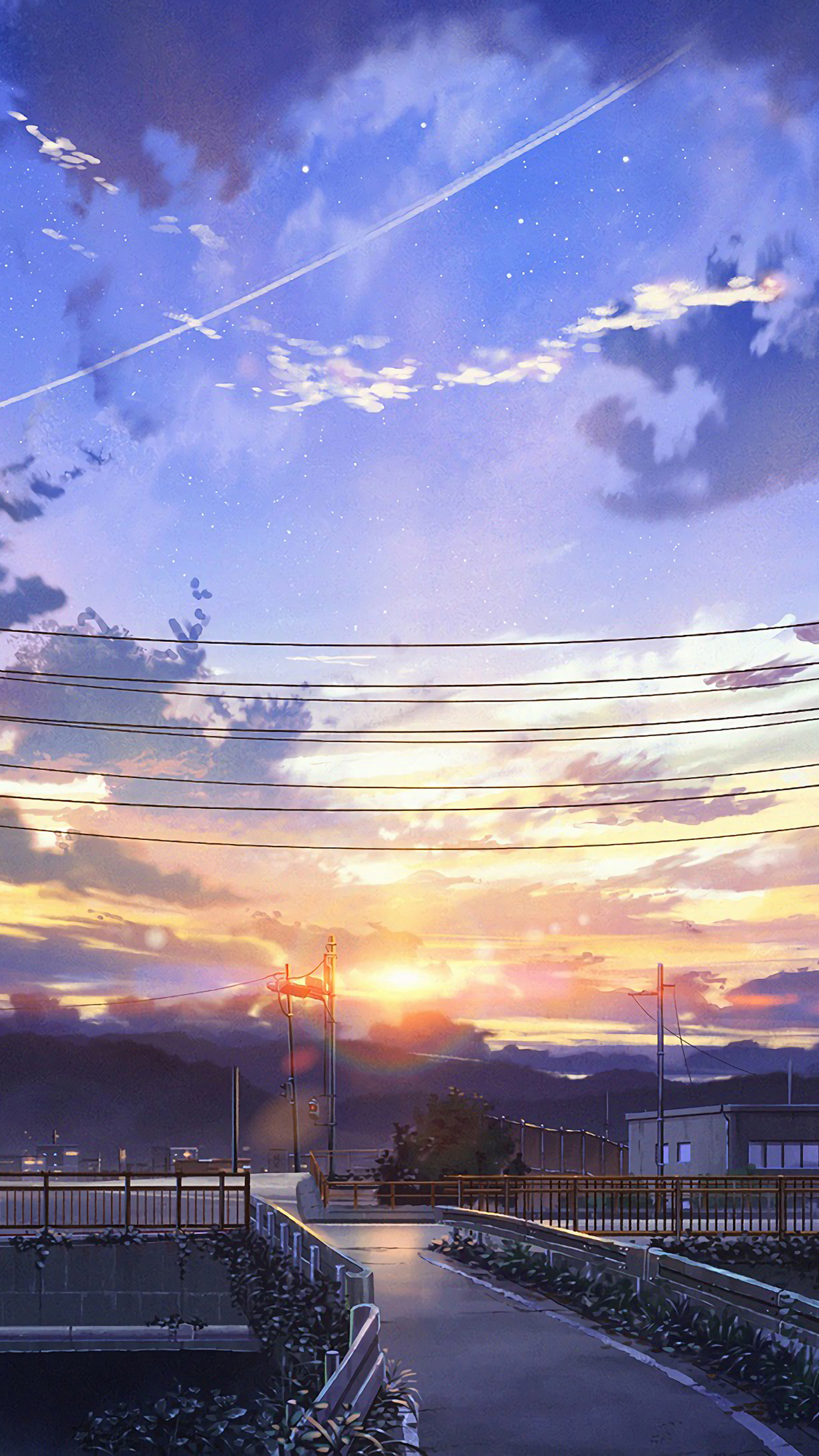Anime Sunrise Scenery Sky Clouds 4k Wallpaper