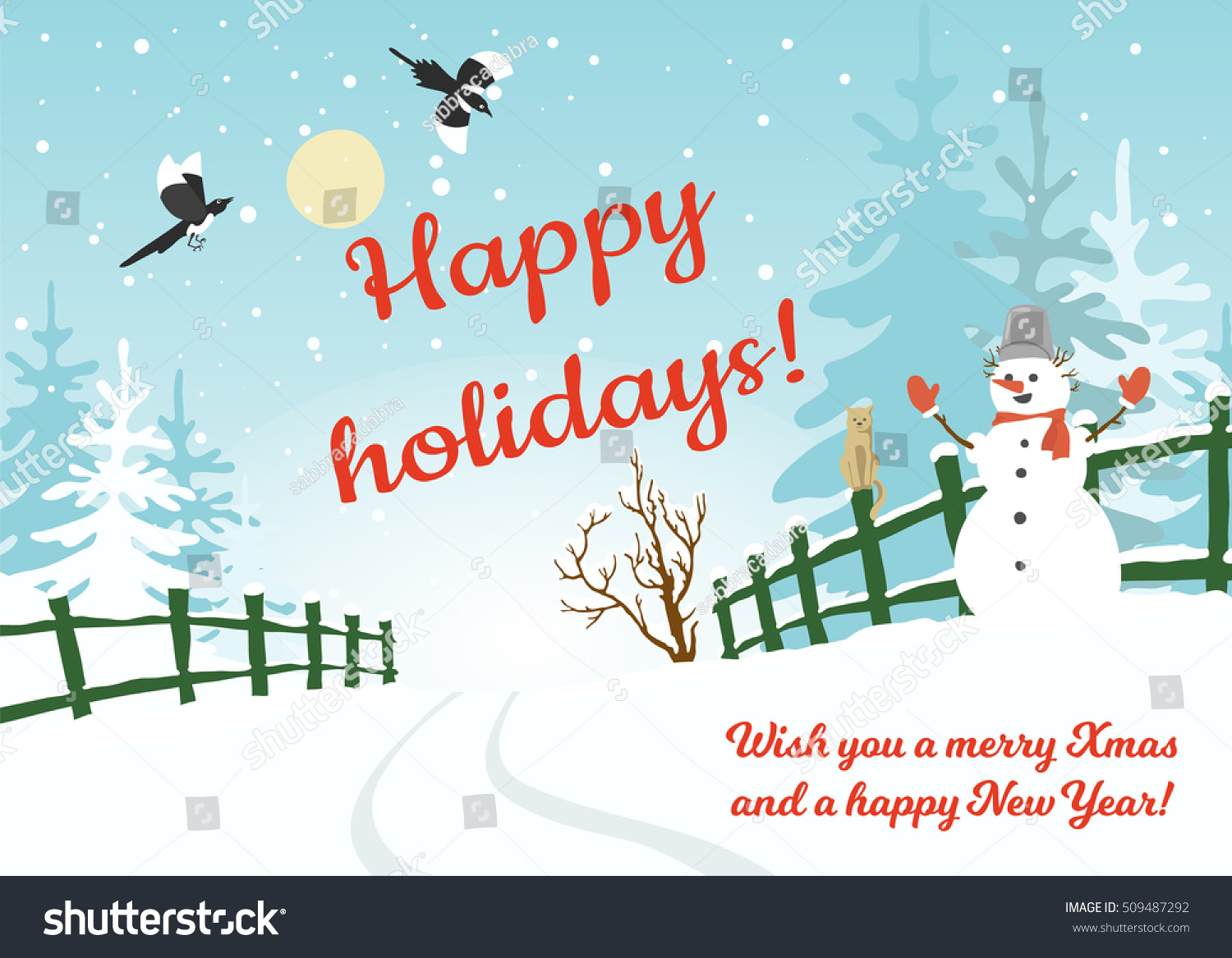 Happy Holidays Background Postcard Banner Plackard Stock Vector