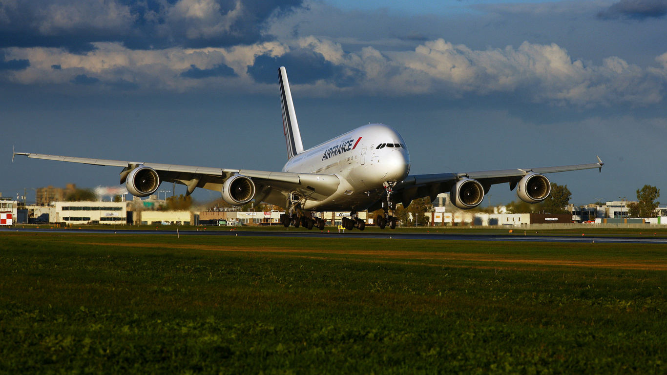 A380 Ship Aircraft Airbus Air France Airport Grass Take Off